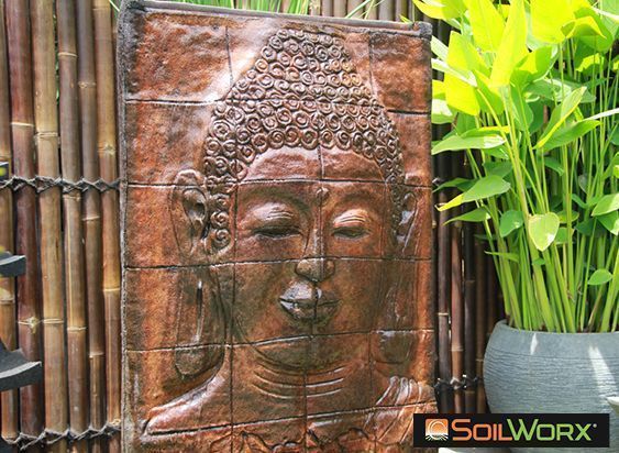 Buddha Face Solar Fountain - Charcoal